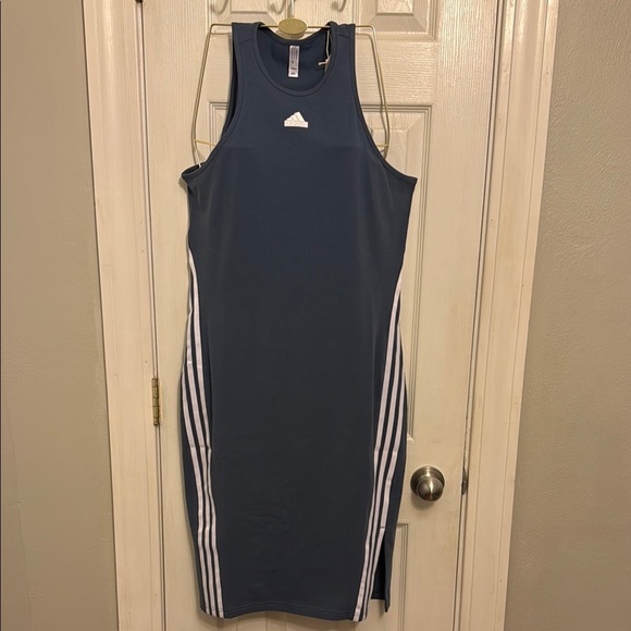 Adidas Blue Bodycon Midi Dress Sleeveless Halter - Picture 1 of 9